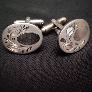 Vintage Etched Sterling Silver Hayward Cufflinks